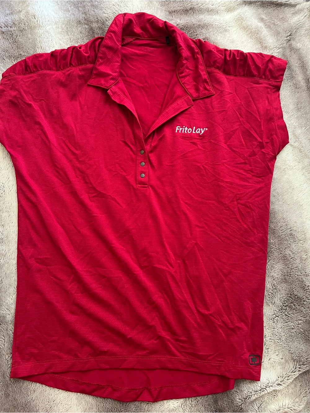 OGIO Women's Red Button-Front Polo Top with FritoLay Logo
